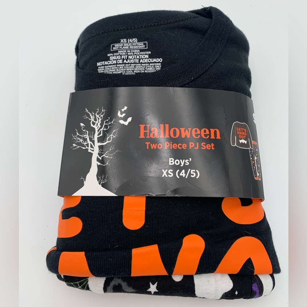 Halloween Boys' Two Piece PJ Set - Black and Orange 4/5